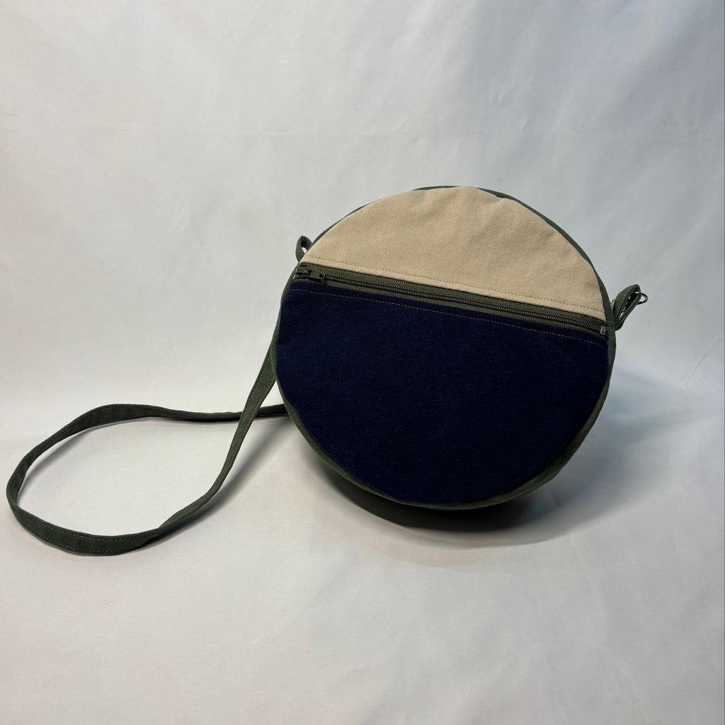 Color Block Circle Crossbody Bag Navy Khaki Olive