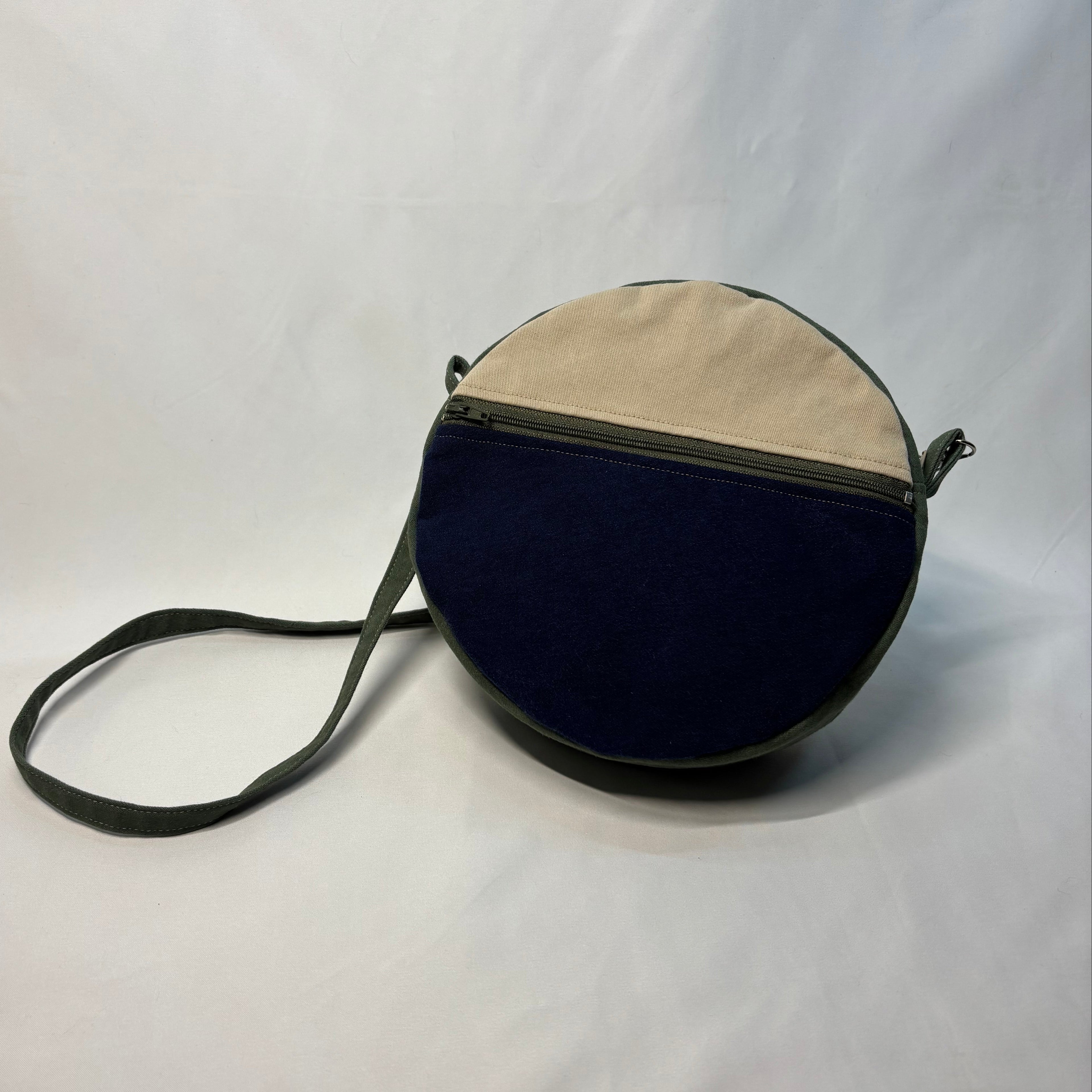 Color Block Circle Crossbody Bag Navy Khaki Olive