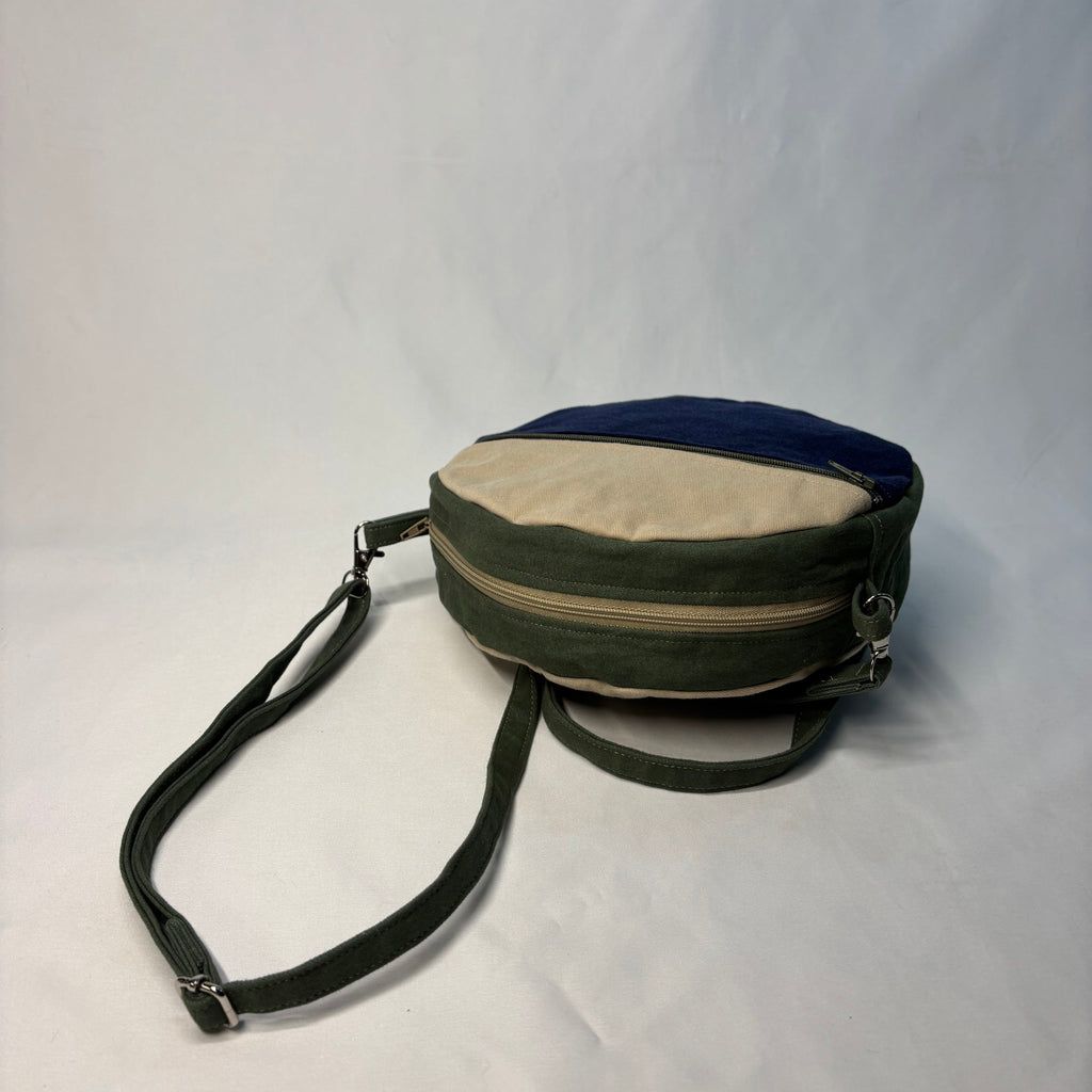 Color Block Circle Crossbody Bag Navy Khaki Olive