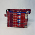 Upcycled Patchwork Wristlet Pouch Red Plaid blue zipper