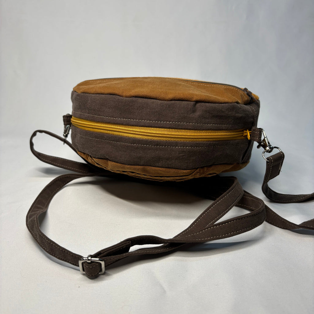 Color Block Circle Crossbody Bag Yellow Browns