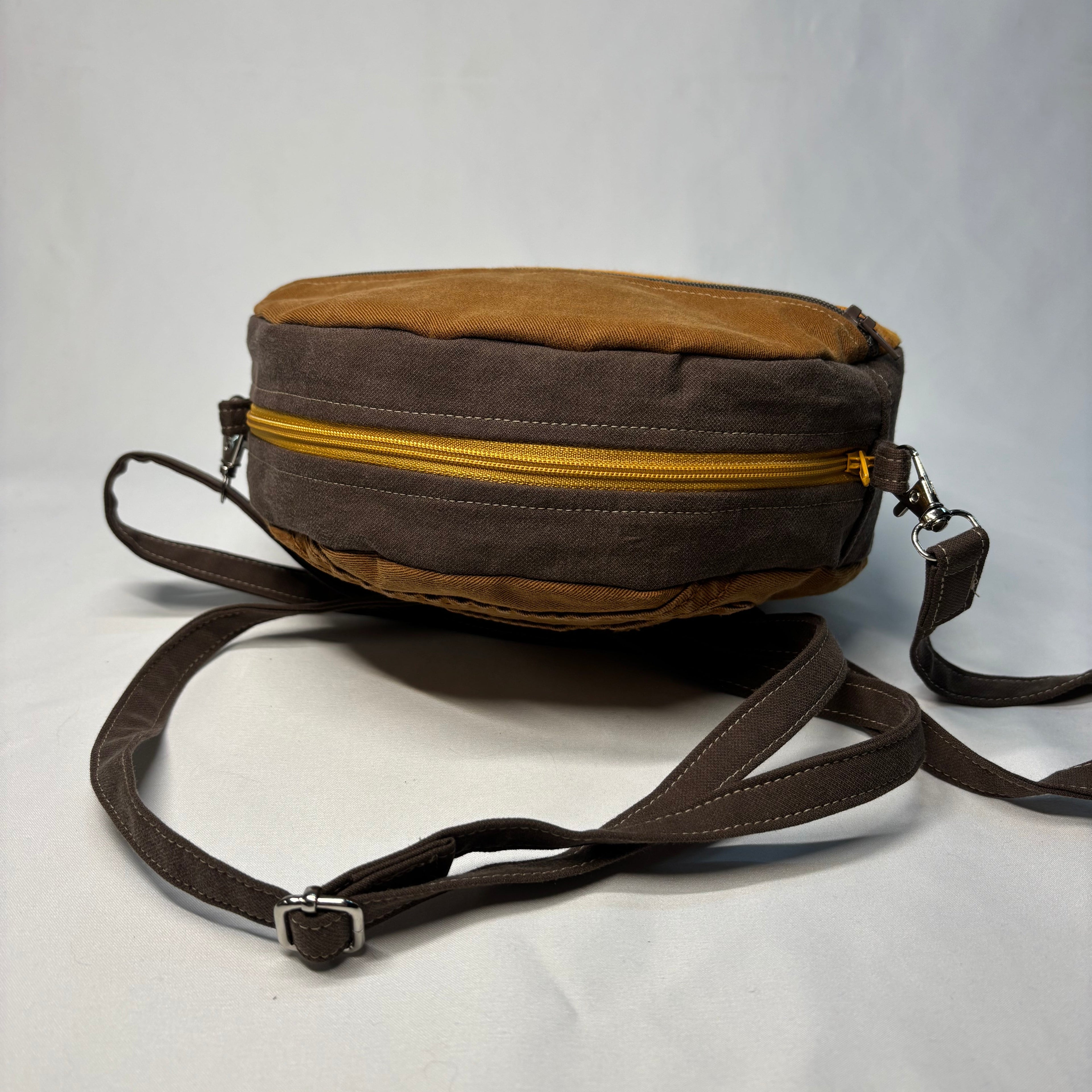 Color Block Circle Crossbody Bag Yellow Browns