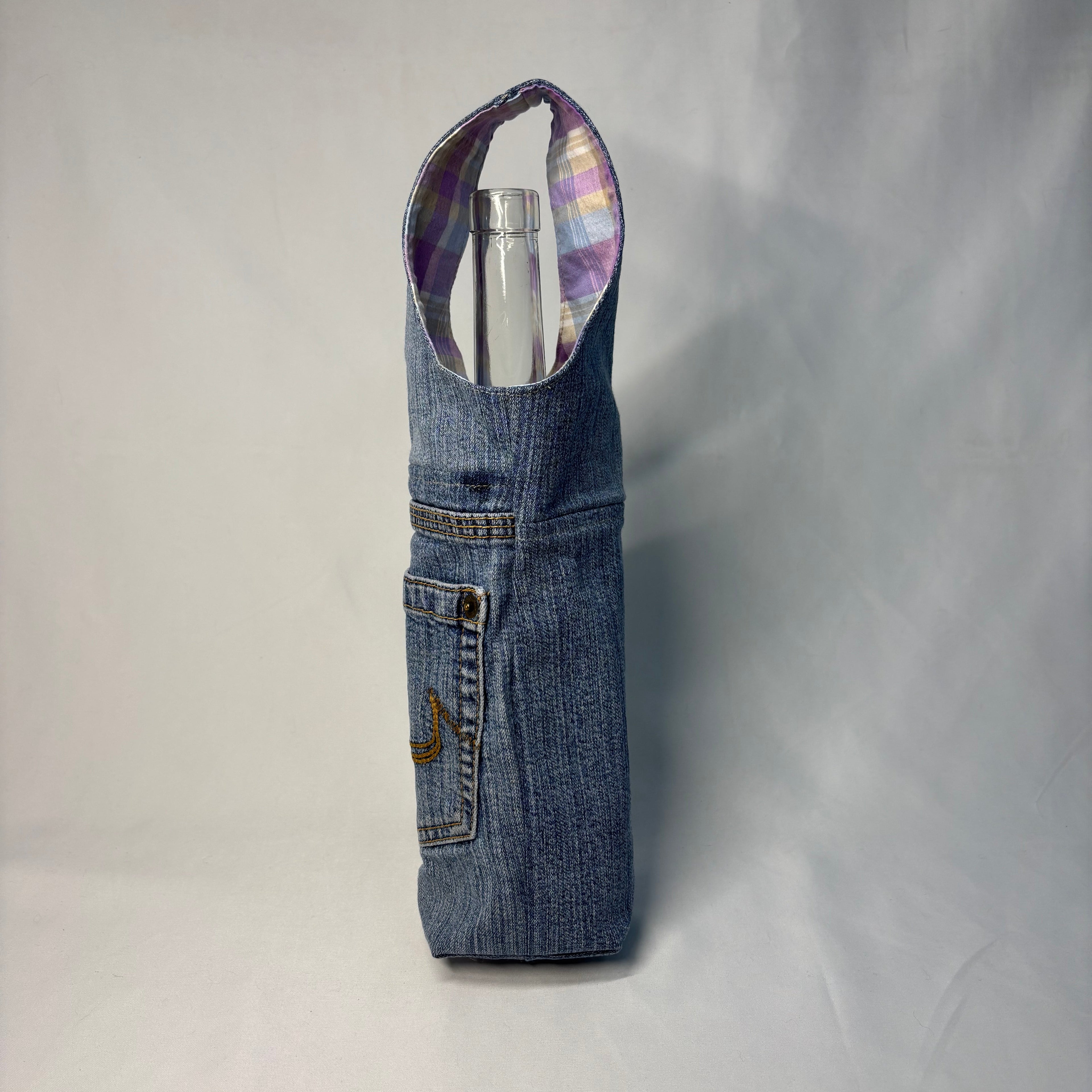 Upcycled Denim Wine Tote 1