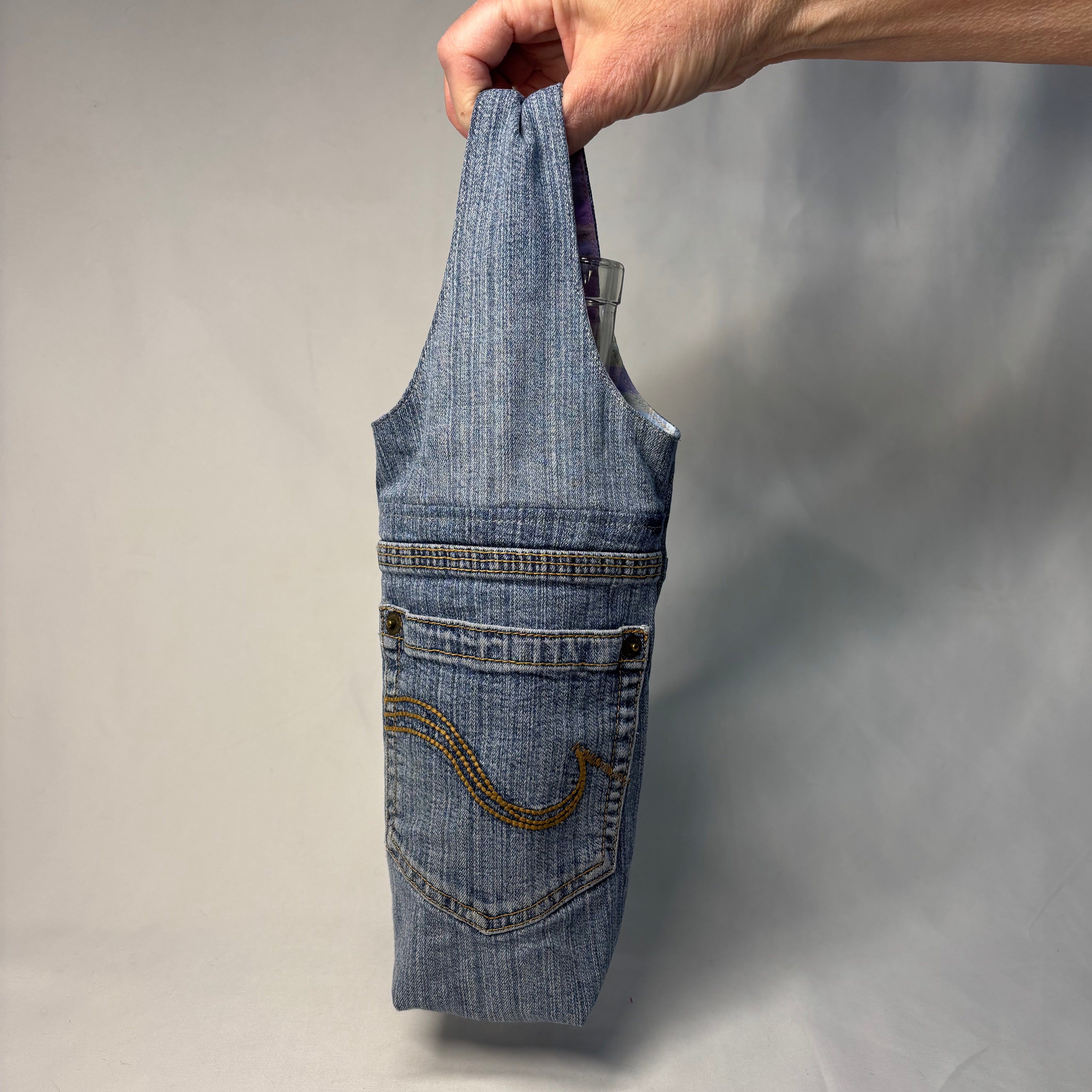 Upcycled Denim Wine Tote 1