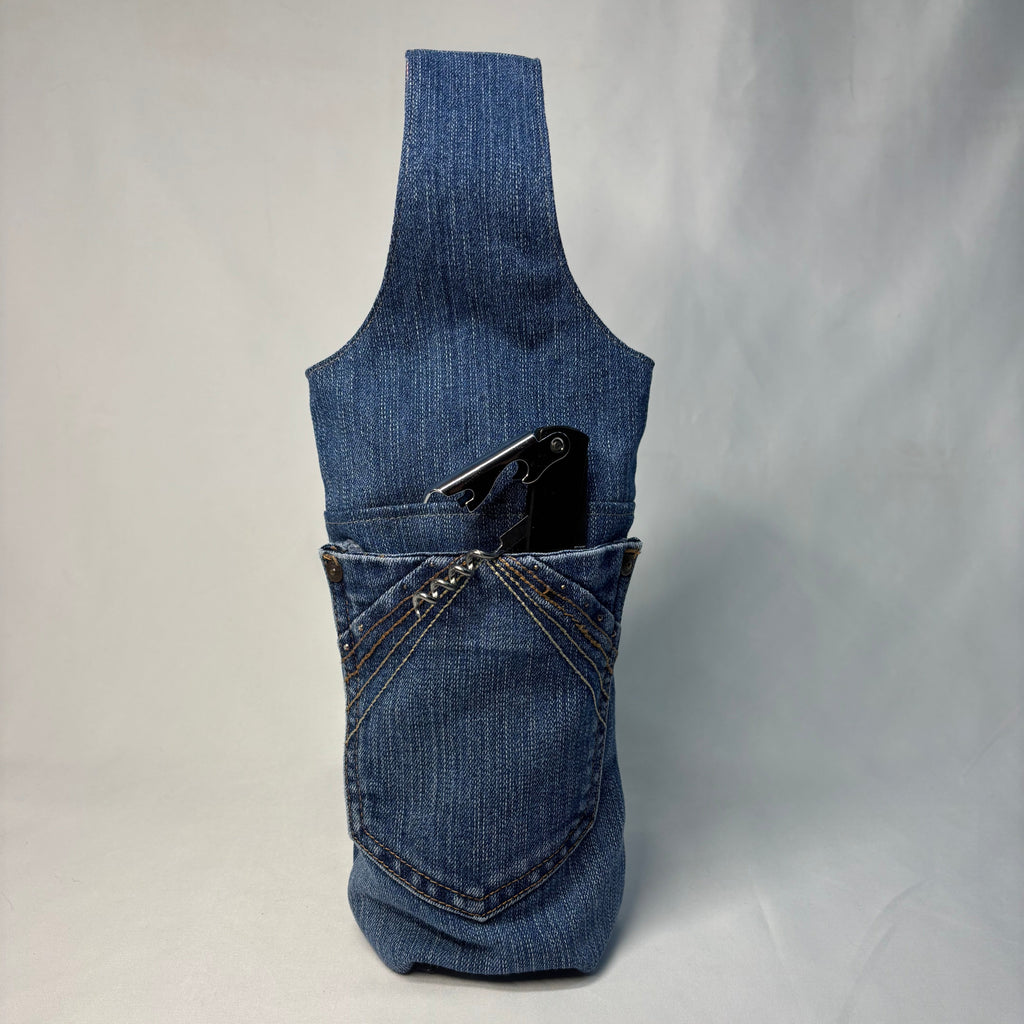 Upcycled Denim Wine Tote 4