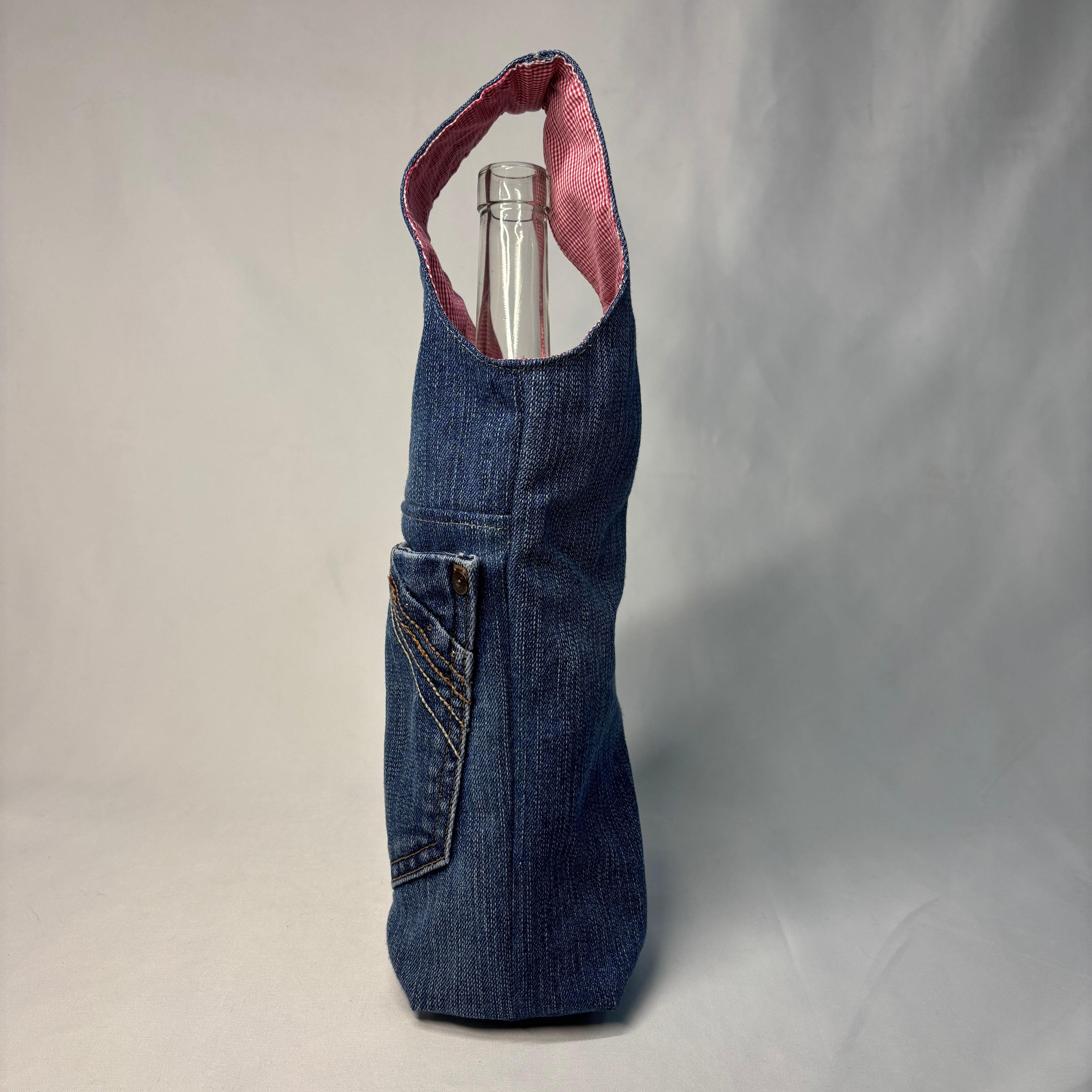 Upcycled Denim Wine Tote 4
