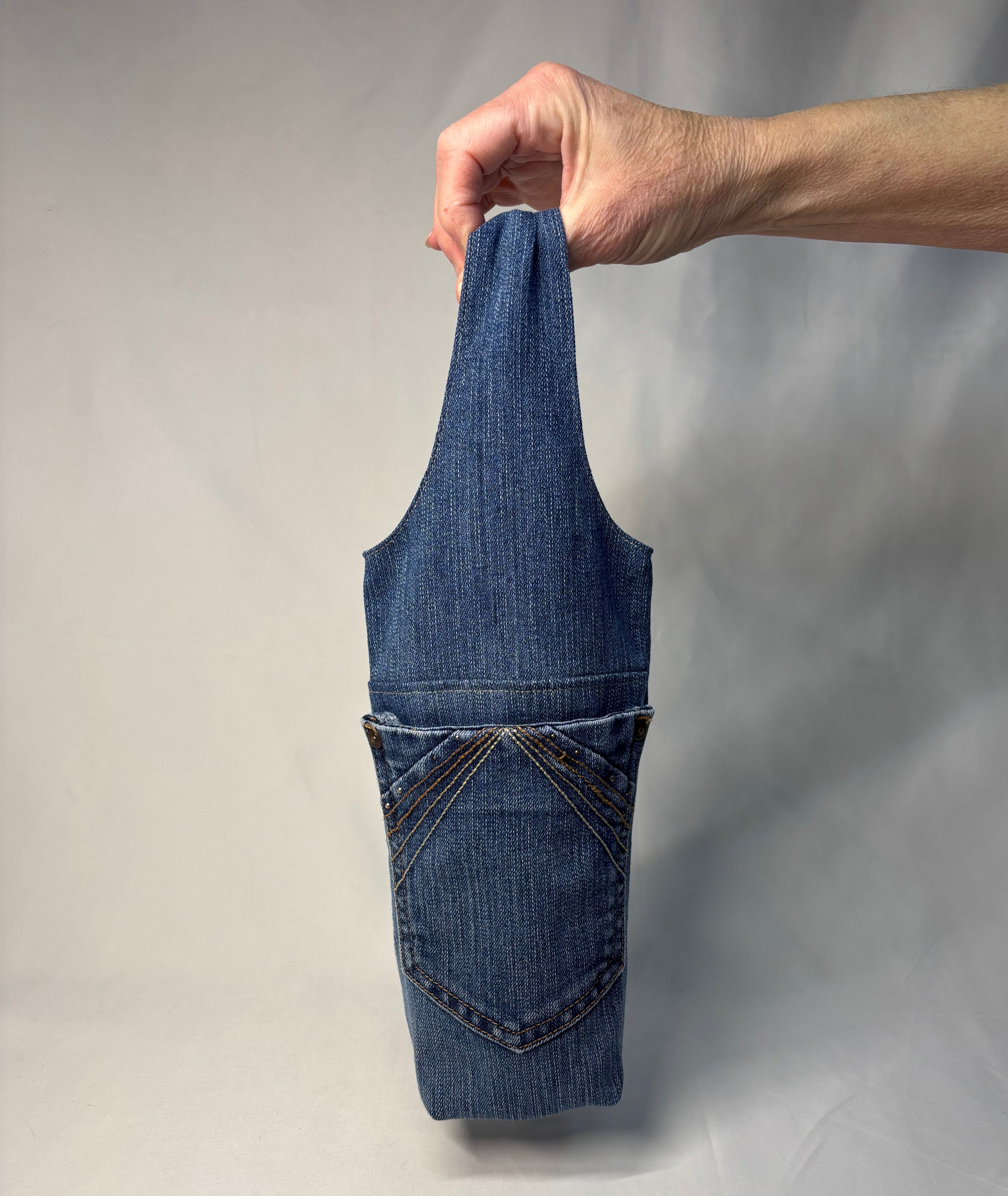 Upcycled Denim Wine Tote 4