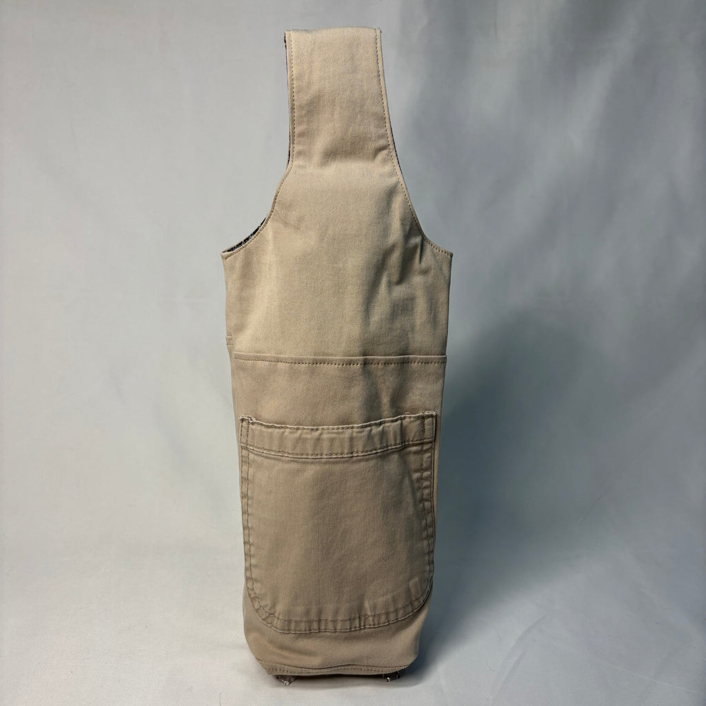 Upcycled Khaki Wine Tote