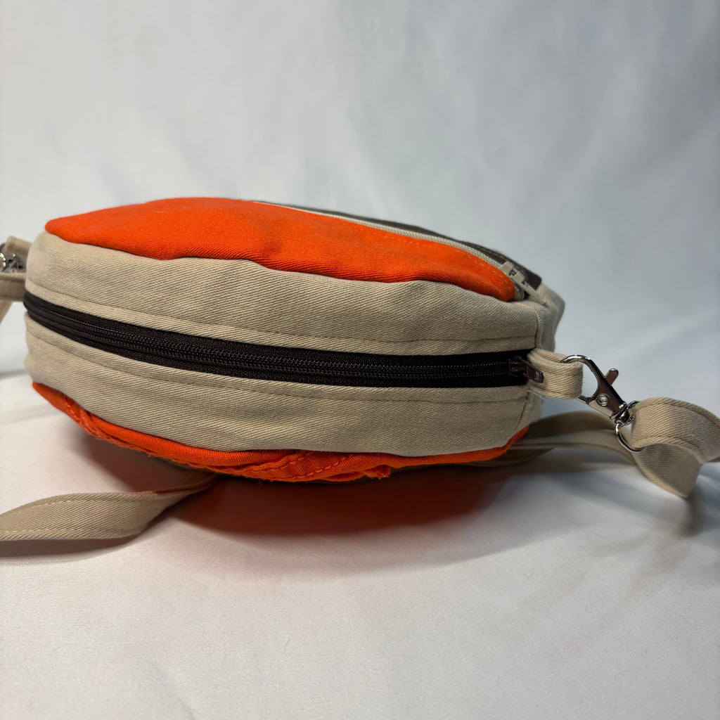 Color Block Circle Crossbody Bag Orange Brown Khaki