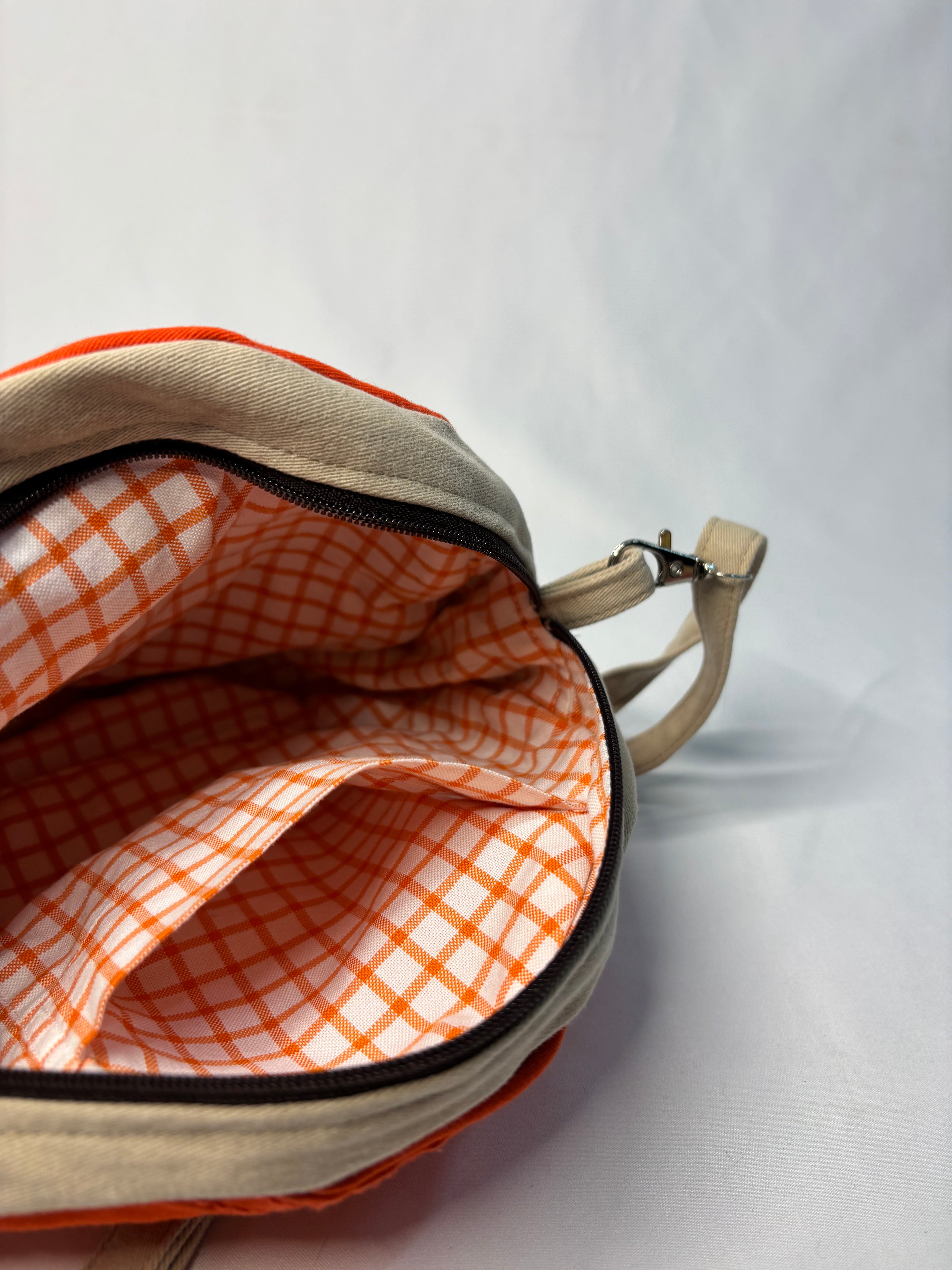 Color Block Circle Crossbody Bag Orange Brown Khaki