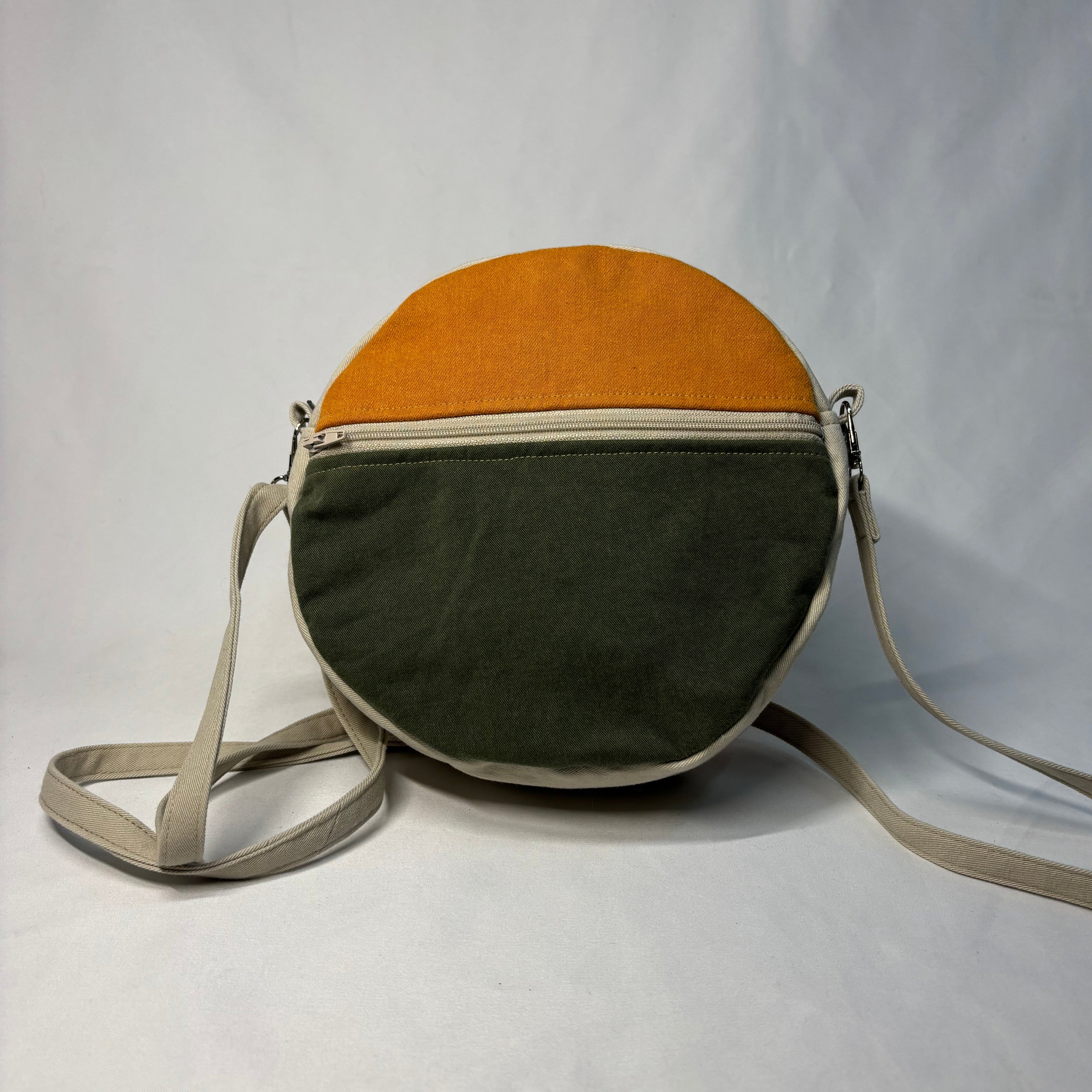 Color Block Circle Crossbody Bag Yellow Olive Khaki