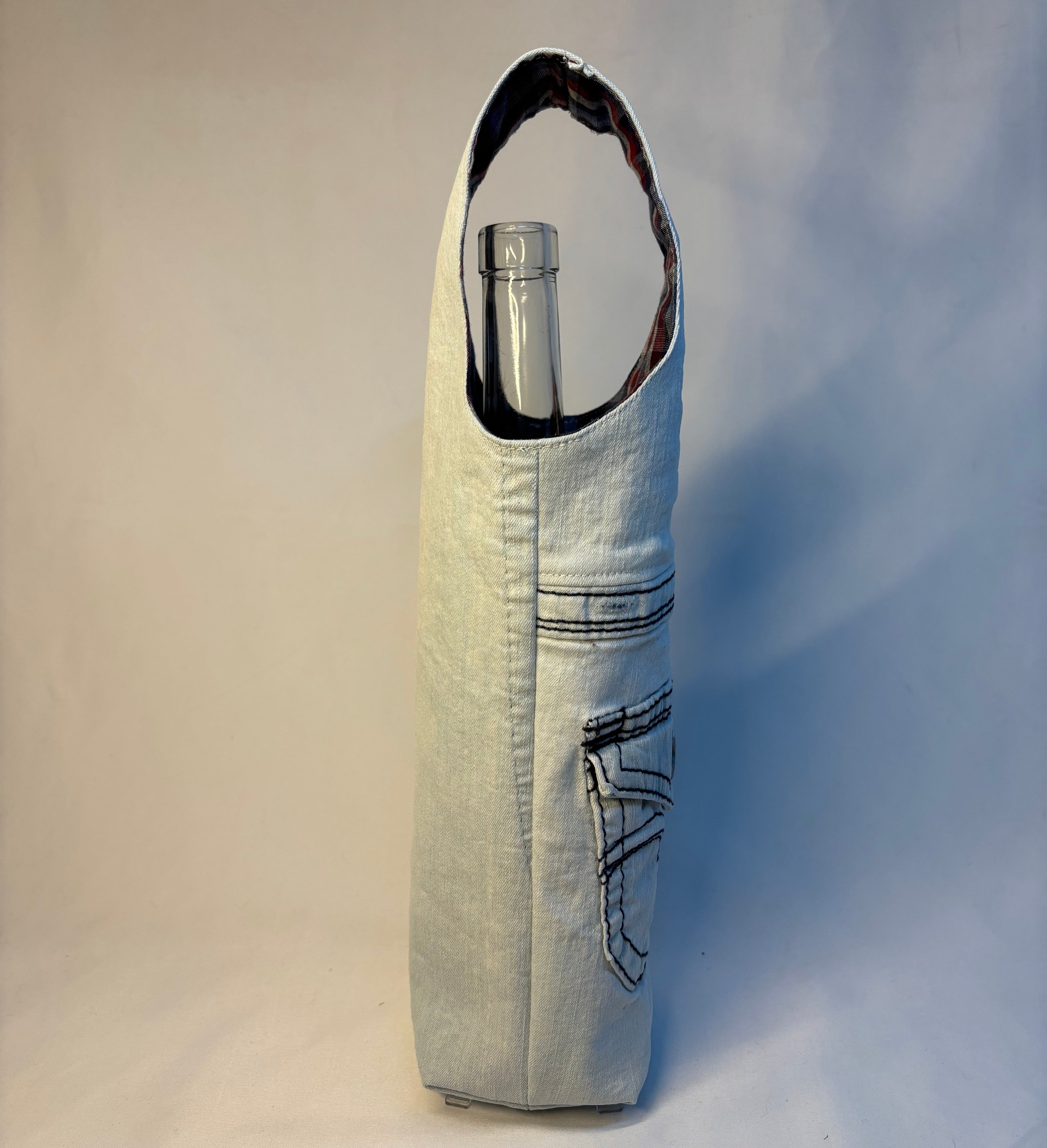 Upcycled Denim Wine Tote 3